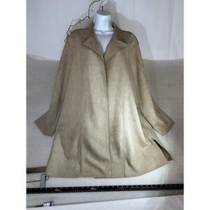 T Tahari Size 3X Open‎ Front Faux Suede Blazer Jacket Tan/Brown Soft New W/Tag
